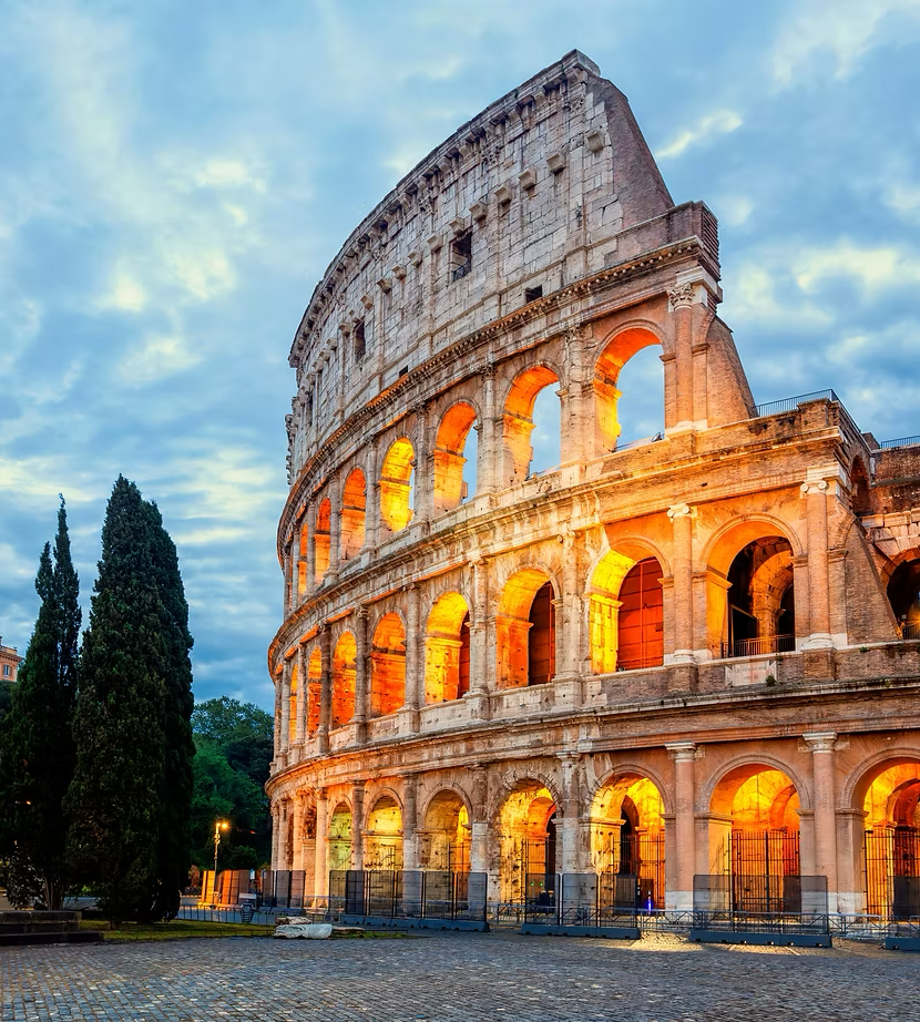Colosseum morning in Rome, Italy Exterior of the Rome Colosseum Colosseum is one of the ma