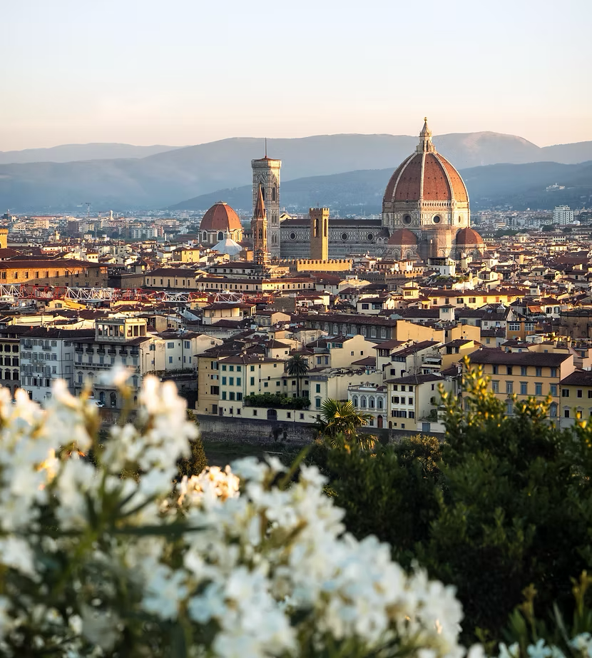 Panorama of Florence at sunrise from Michelangelo Square The best view in the world